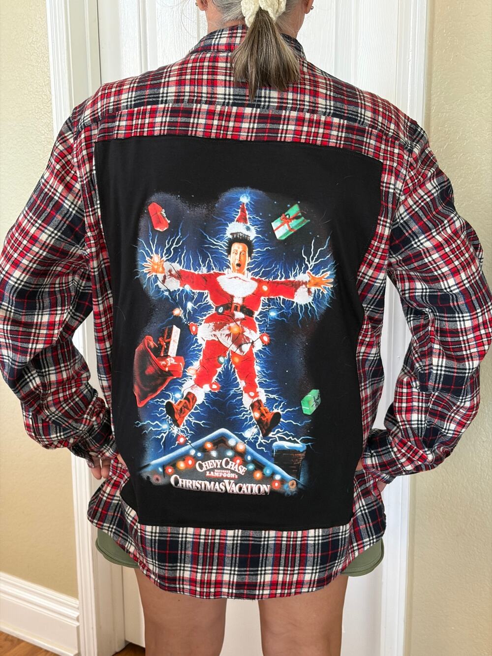 Chevy Chase Christmas Vacation Upcycled Flannel Shirt Unisex XL